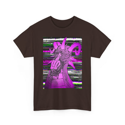 Vaporwave Dragon T-Shirt — Glitch Art Neon Purple Dragon Tee