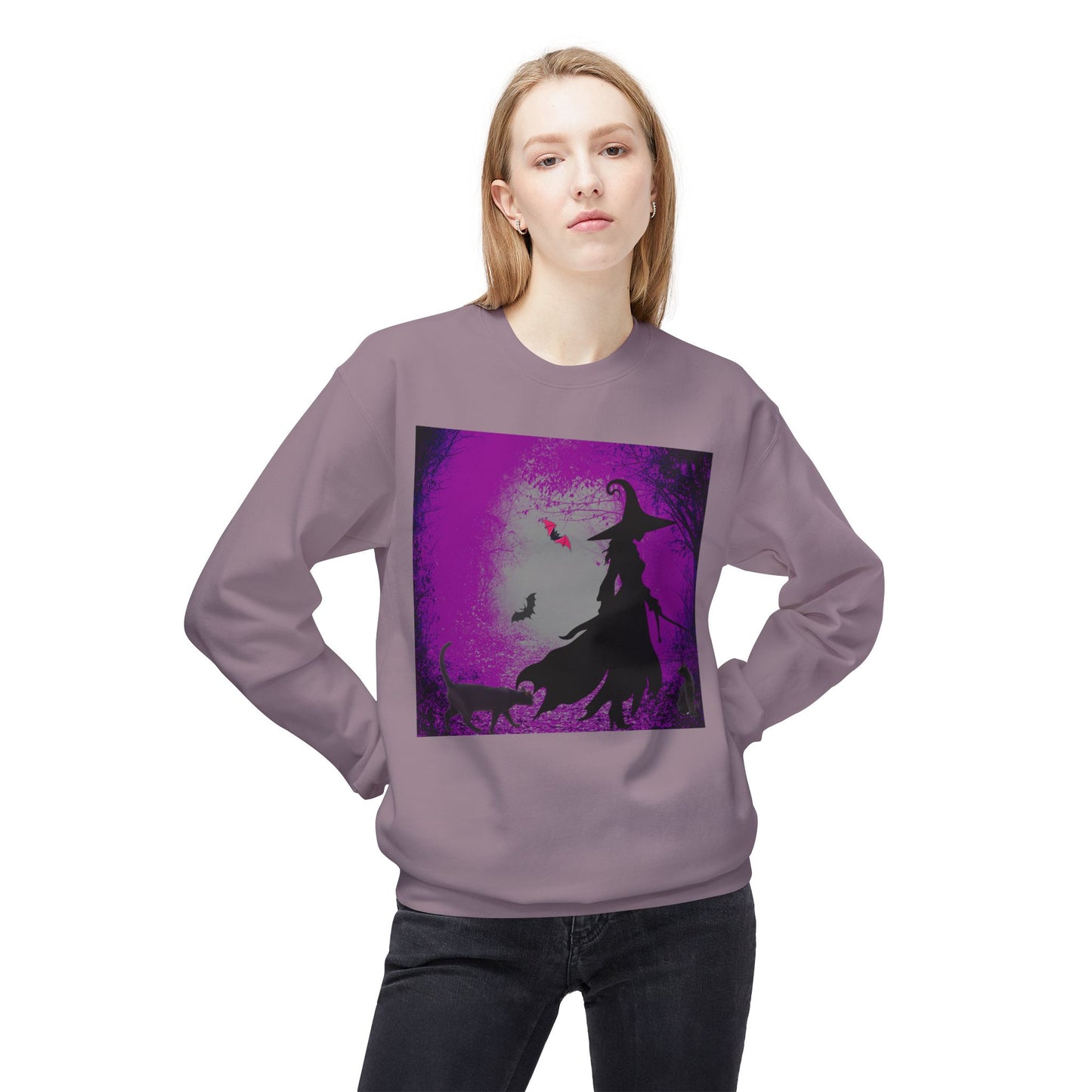 Magical Witchy purple haze Fleece Sweatshirt, Cozy Halloween Apparel, Unisex Crewneck, Witchy Gifts, Autumn Fashion, Enchanted Style