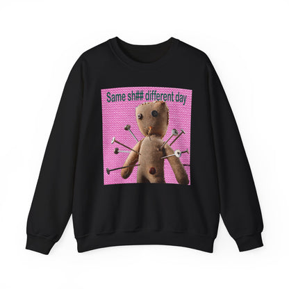 Voodoo Doll Funny Graphic Crewneck Sweatshirt, Casual Everyday Wear, Perfect Gift for Friends & Family, Humor, Quirky Style, Unisex