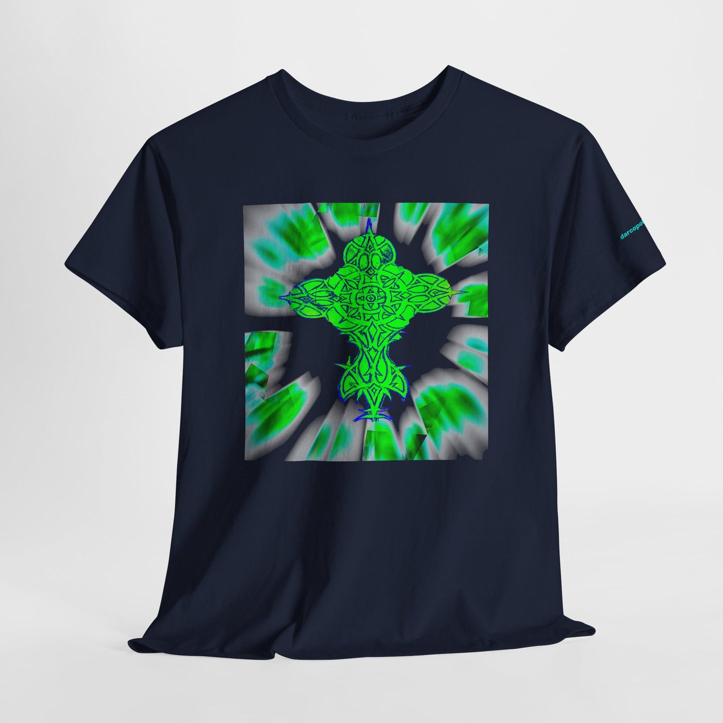 Celtic Green Cross T-Shirt — Vibrant Celtic Knotwork Tee