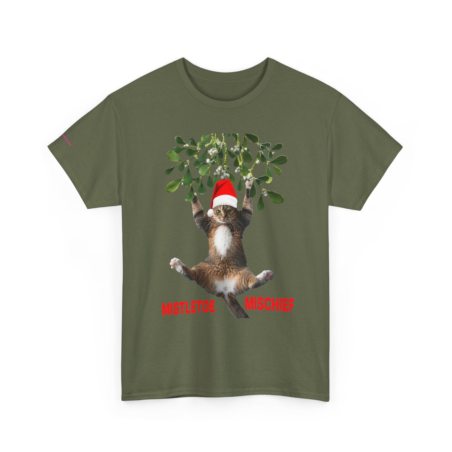 Christmas Cat & Mistletoe Tee — "Mistletoe Mischief" Holiday T-Shirt