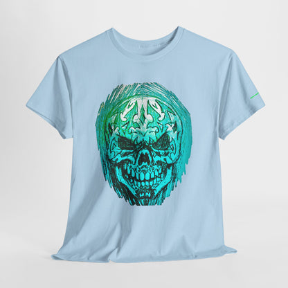 Vibrant Green Skull Graphic Tee - Unisex Heavy Cotton