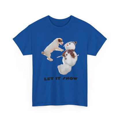 Let It Snow Dog & Snowman Tee — Funny Cute Holiday T-Shirt