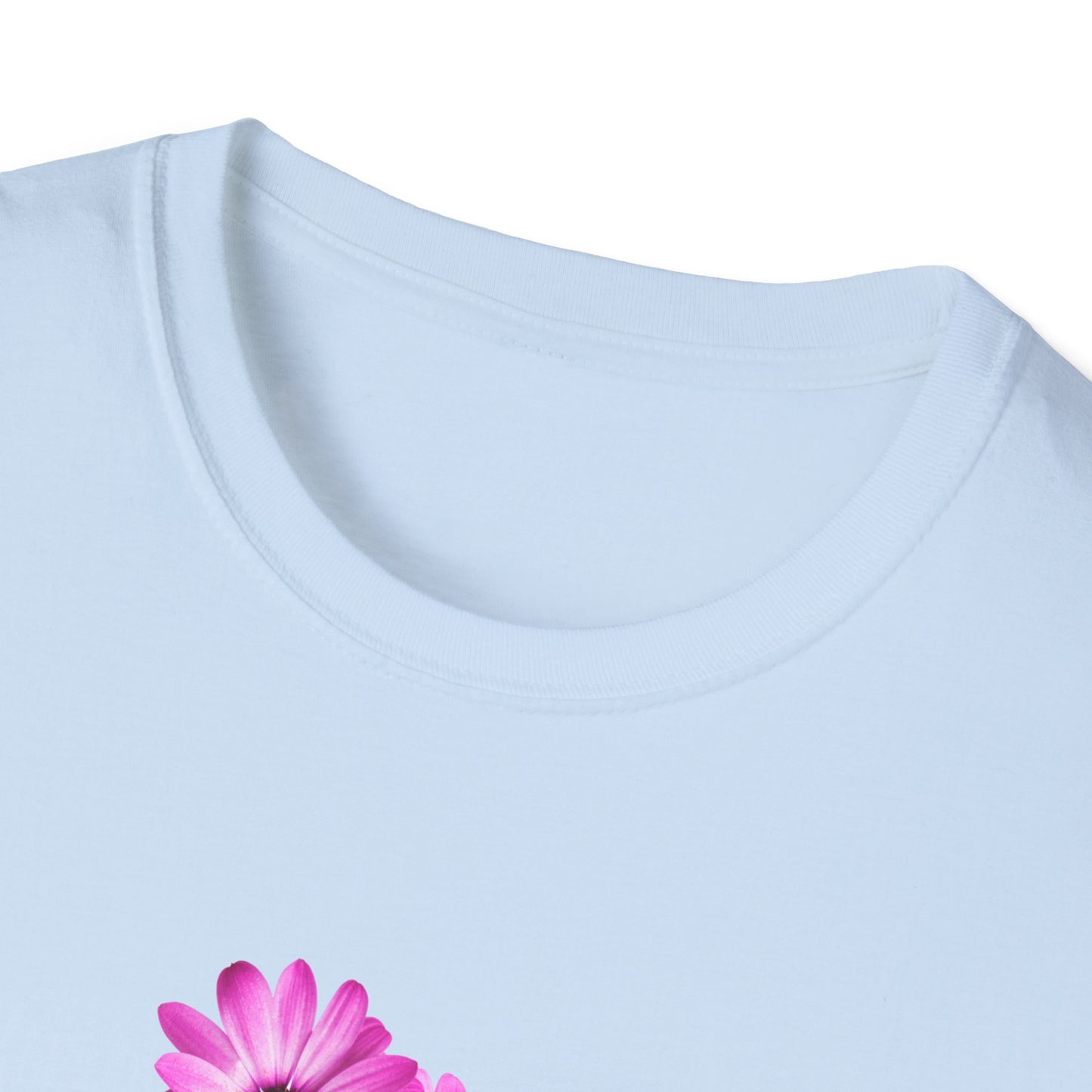 Floral Metal Futuristic Twist T‑Shirt — Pink Daisy Vine Graphic Tee