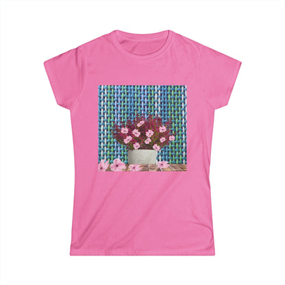 Peonies Tweed Bouquet Softstyle Tee for Women, Floral T-Shirt, Casual Wear, Gift for Her, Spring Outfit, Everyday Style