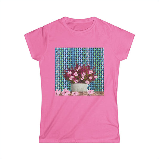 Peonies Tweed Bouquet Softstyle Tee for Women, Floral T-Shirt, Casual Wear, Gift for Her, Spring Outfit, Everyday Style