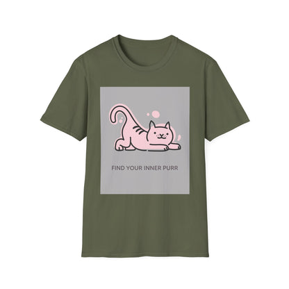 Cute Cat Themed T-Shirt, Unisex Softstyle Tee, Find Your Inner Purr, Pet Lover Gift, Cozy Casual Wear, Birthday Gift, Cat Owner Apparel