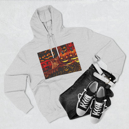 Halloween Distorted Pumpkin Three-Panel Fleece Hoodie