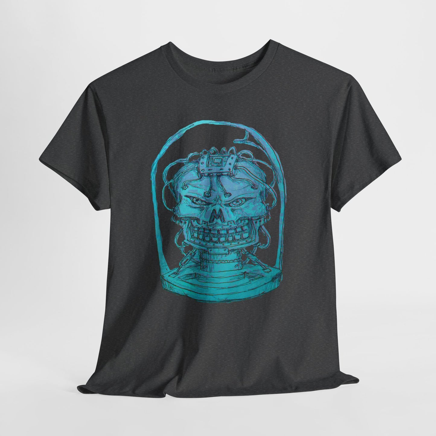 Vibrant Turquoise skull original design Unisex Heavy Cotton Tee