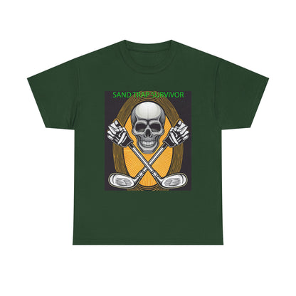 Golf Survivor Skull Tee, Unisex Heavy Cotton T-Shirt, Perfect Gift for Golf Lovers, Sports Apparel, Casual Wear, Skull Design