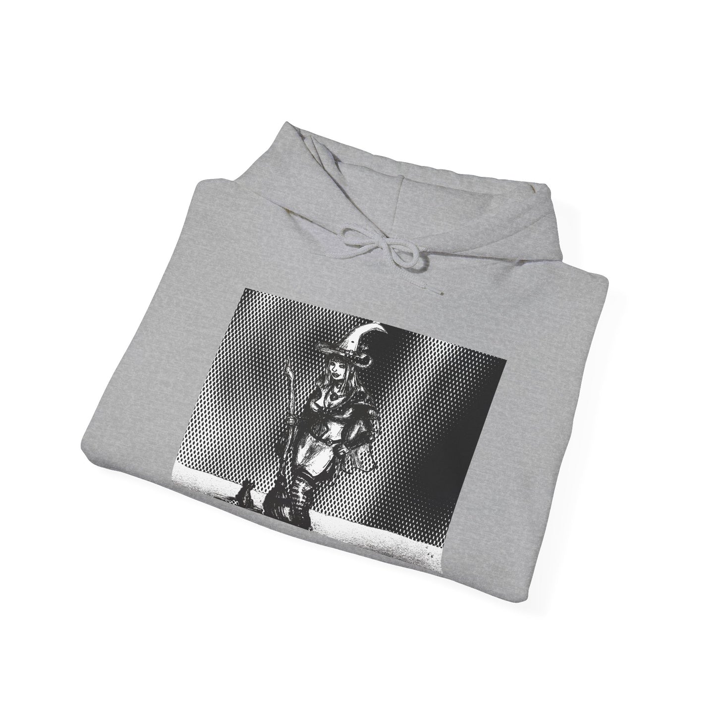 Witch Hoodie with Black Cat and Broom - Unisex