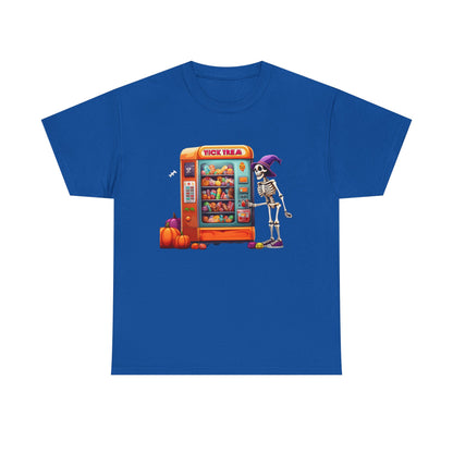 Halloween Skeleton Vending Machine Tee | Unisex Heavy Cotton T-Shirt, Spooky Shirt, Fall Fashion, Trick or Treat Top, Halloween Costume