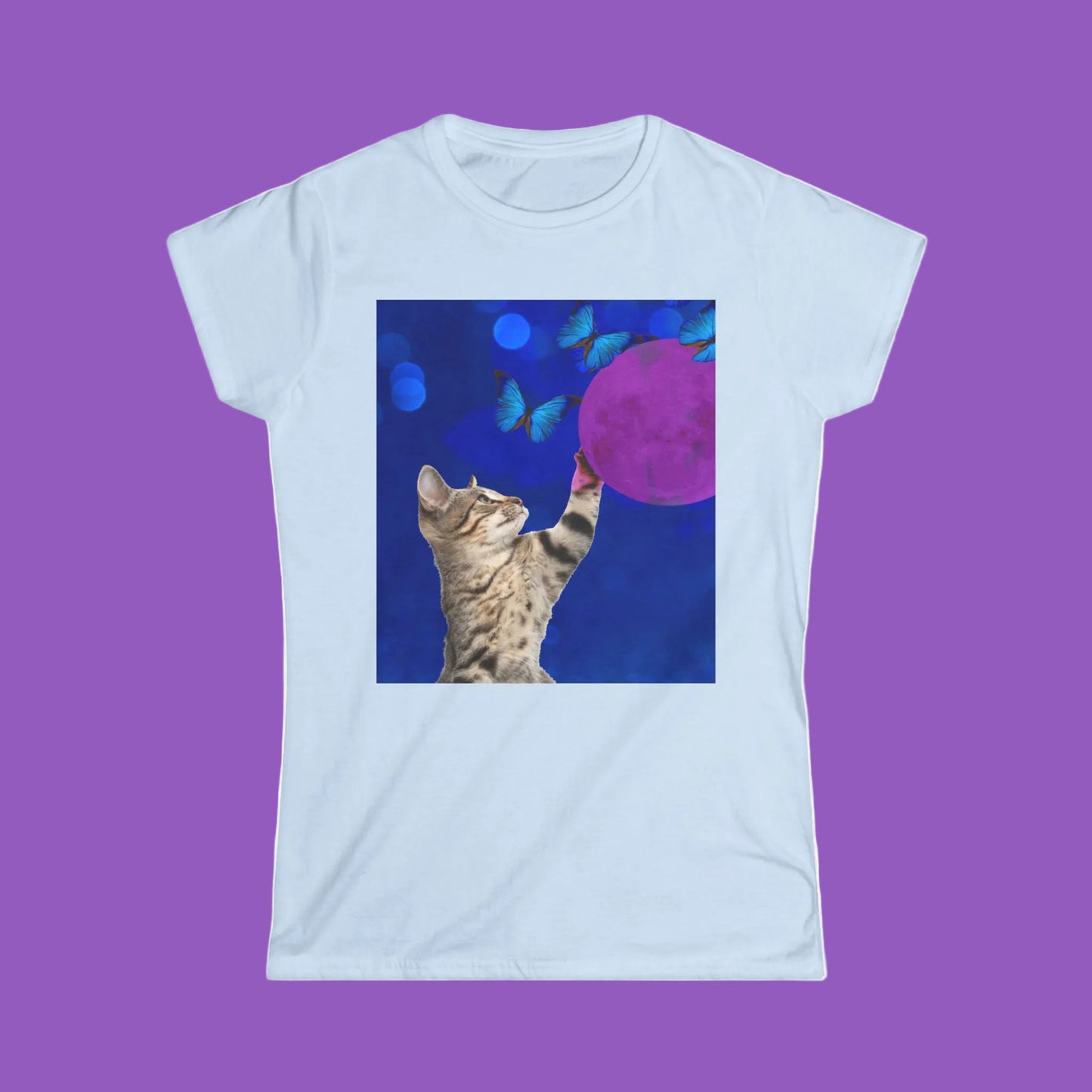 Playful Tabby and Pink Moon Softstyle Tee