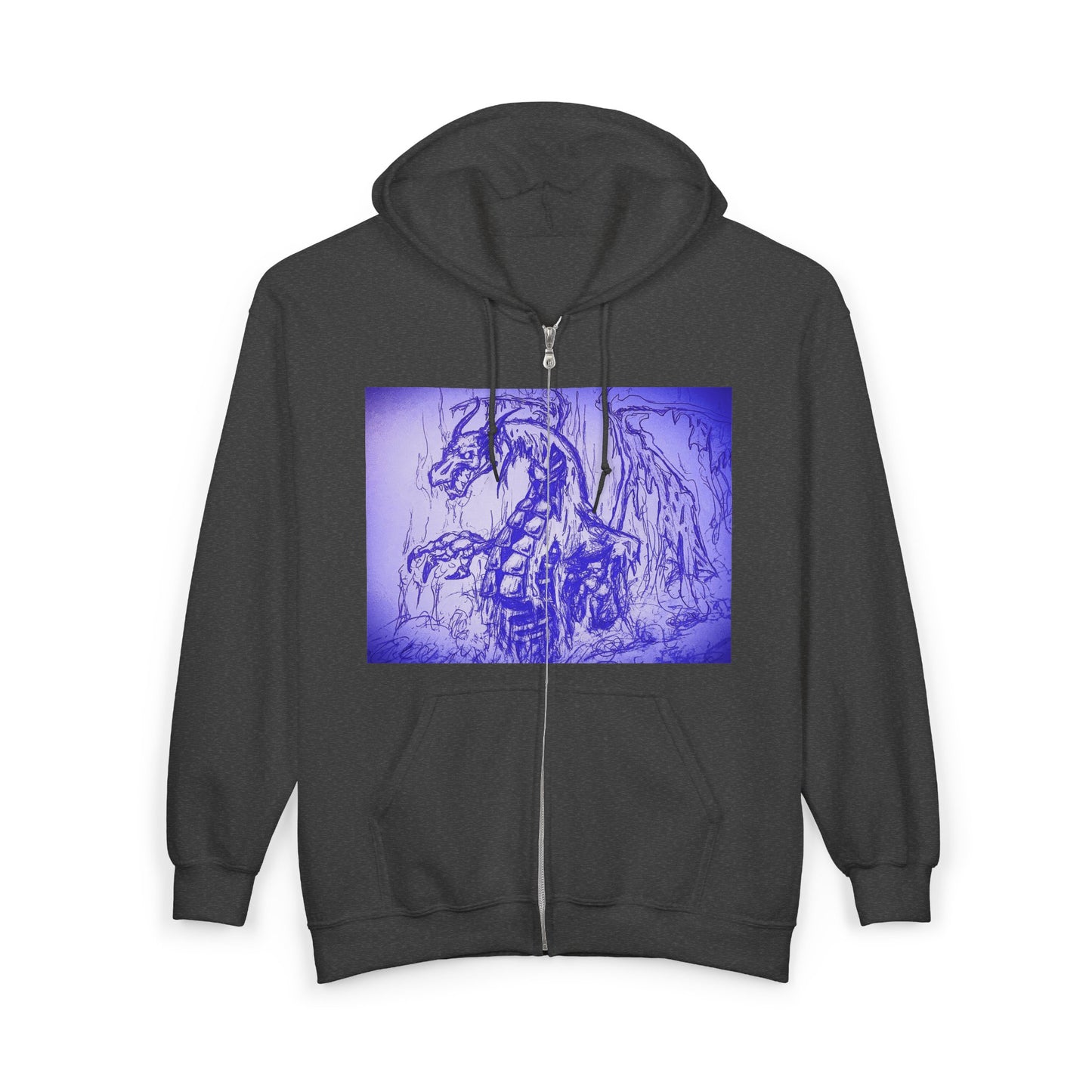 Dragon Hoodie - Mystical Fantasy Purple Shaded Dragon Full Zip Sweatshirt