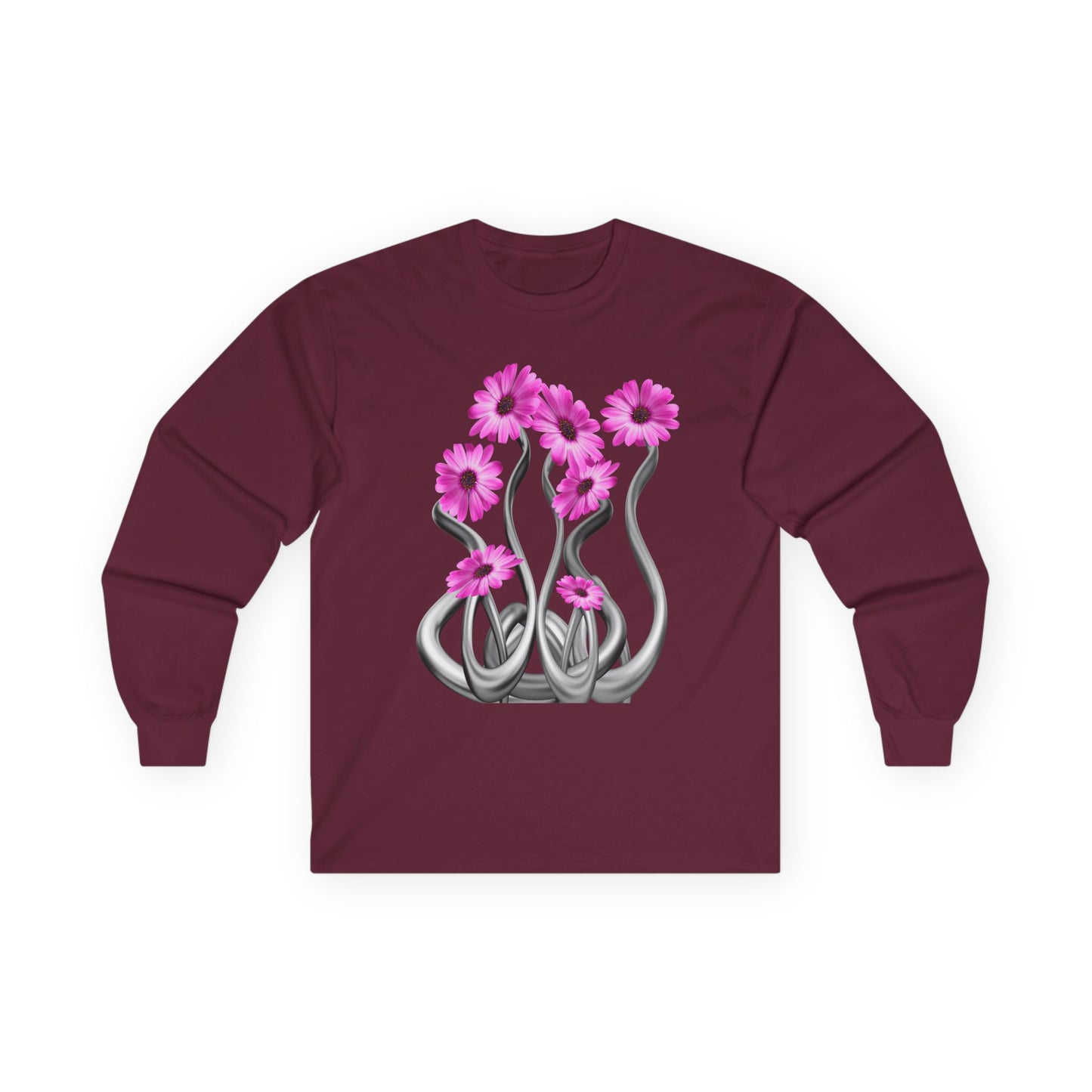 Long Sleeve Tee — Pink Floral Tentacle Garden Graphic