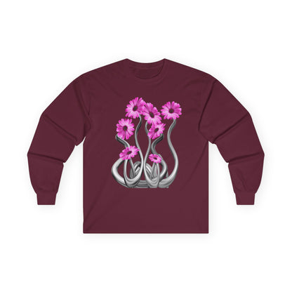 Long Sleeve Tee — Pink Floral Tentacle Garden Graphic