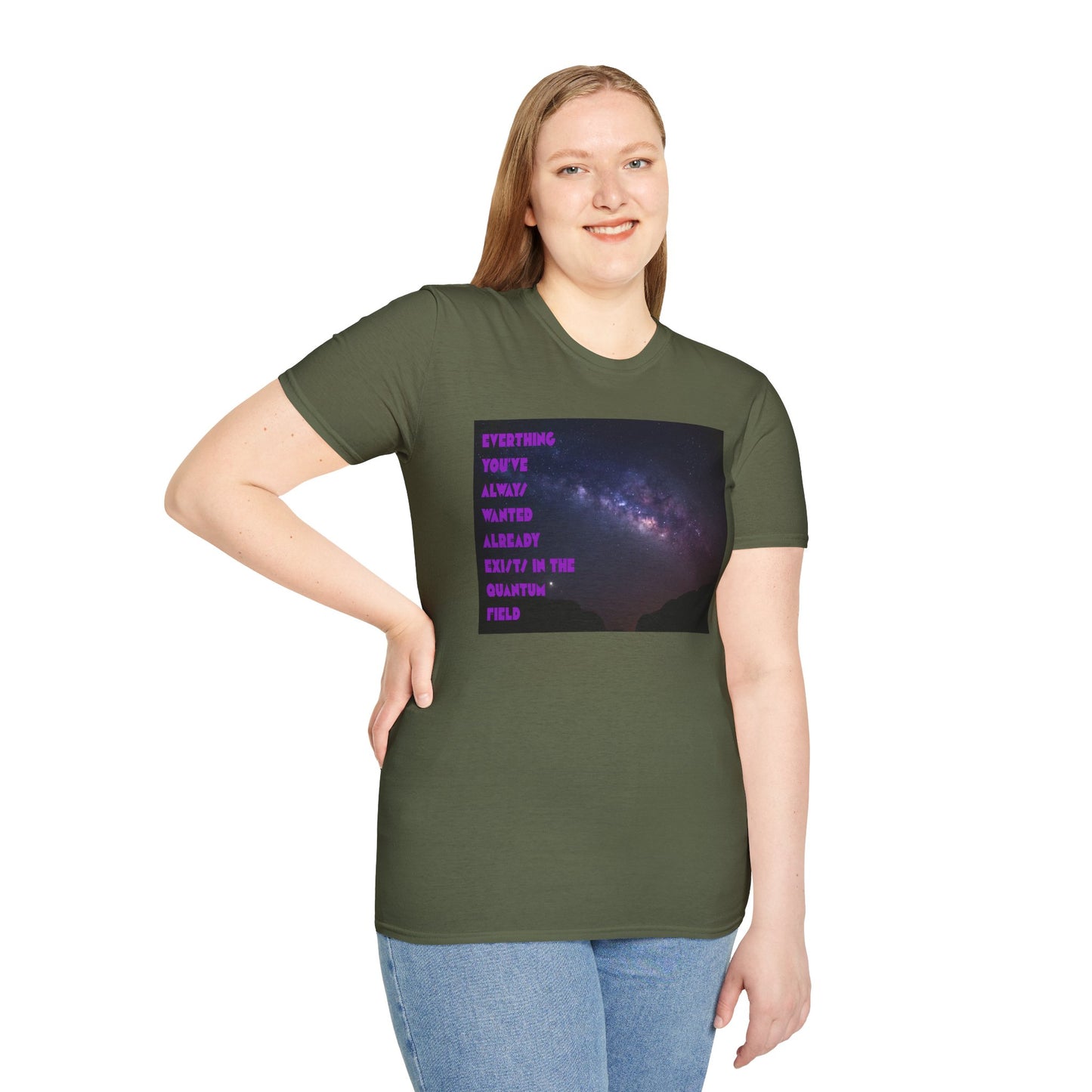 Quantum Field Galaxy-Themed Unisex T-Shirt - Cosmic Vibes, Inspirational Quote Tee, Gift for Space Lovers, Casual Wear, Unique Graphic T-Shirt