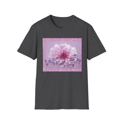 Pink Floral Art Unisex T-Shirt, Softstyle Tee, Summer Fashion, Gift for Her, Floral Shirt, Casual Wear