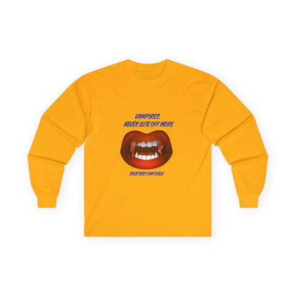 Vampire Humor Long Sleeve Tee, Unisex Halloween T-Shirt, Spooky Party, Funny Gift, Graphic Tee for Vampire Lovers, Casual Wear
