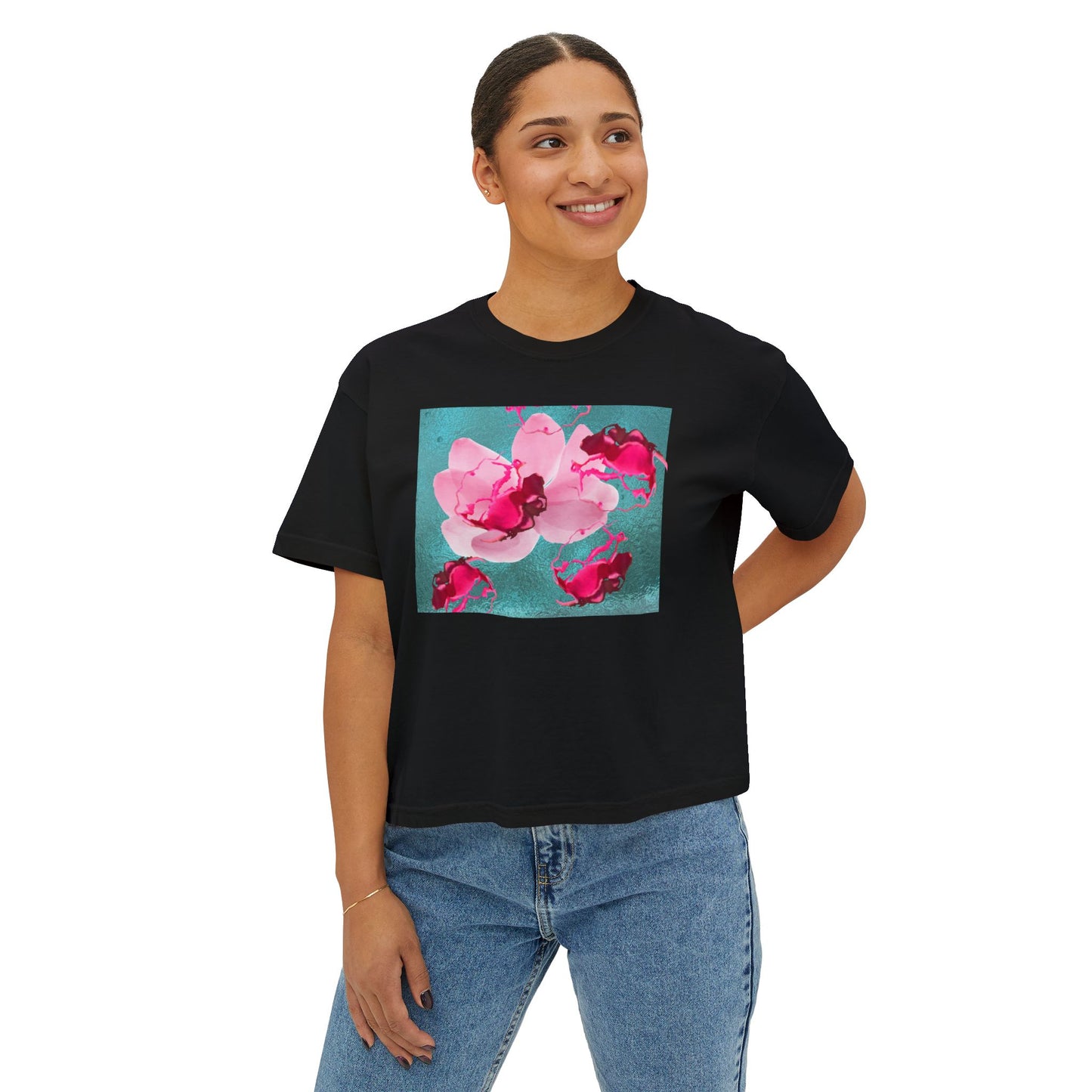 Women's Tee with Floating Roses Design