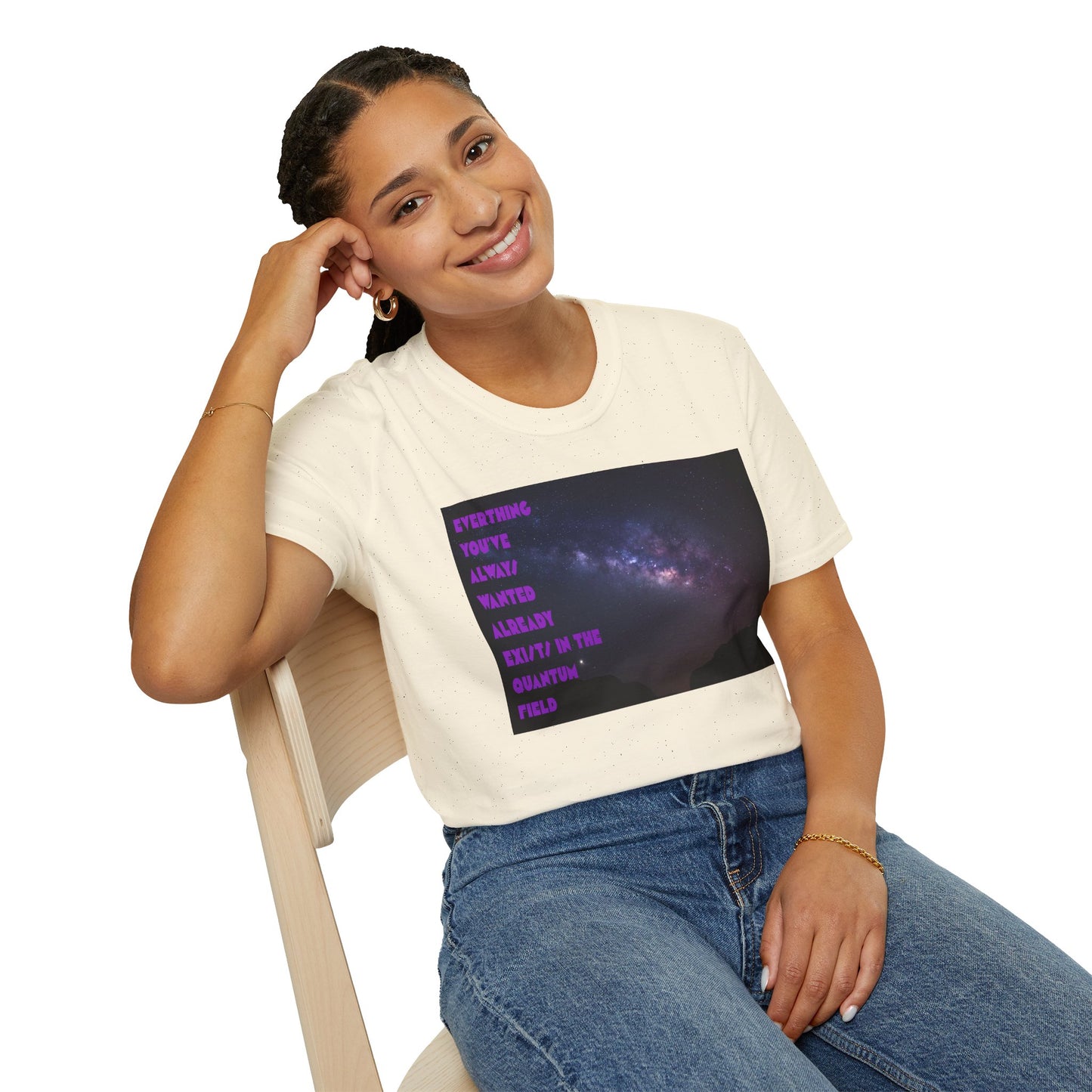 Quantum Field Galaxy-Themed Unisex T-Shirt - Cosmic Vibes, Inspirational Quote Tee, Gift for Space Lovers, Casual Wear, Unique Graphic T-Shirt