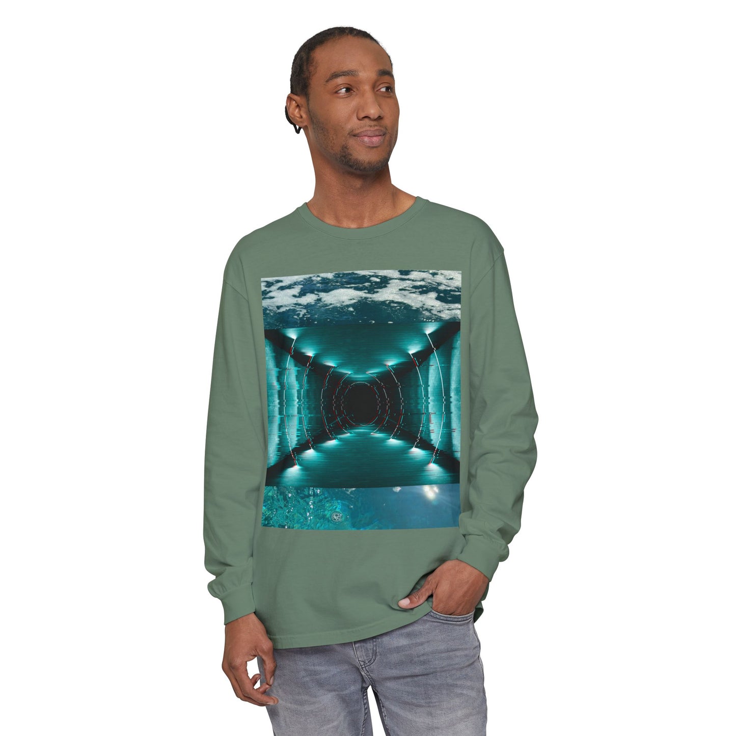 Abstract Fluid Unisex Garment-dyed Long Sleeve T-Shirt
