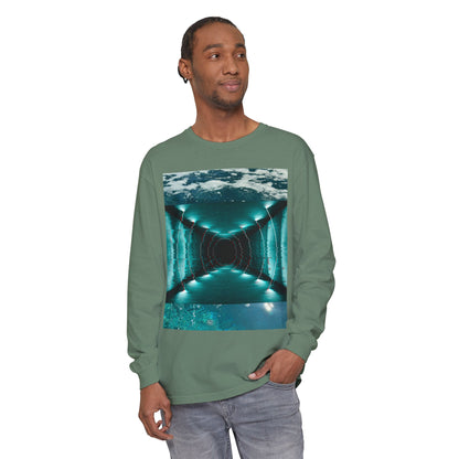 Abstract Fluid Unisex Garment-dyed Long Sleeve T-Shirt