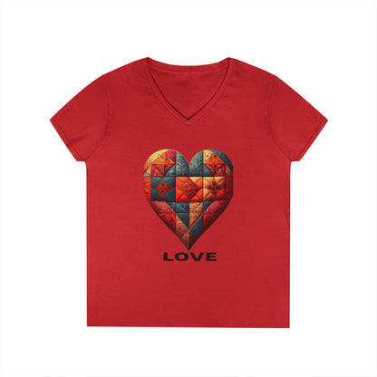Love Patchwork Heart V-Neck Tee