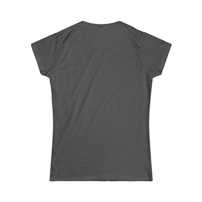 Playful tabby reaches for pink moon Women's Softstyle Tee