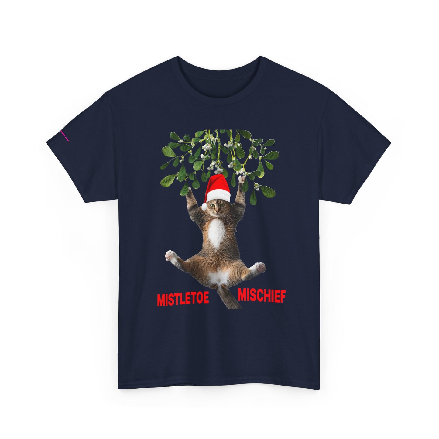 Christmas Cat & Mistletoe Tee — "Mistletoe Mischief" Holiday T-Shirt