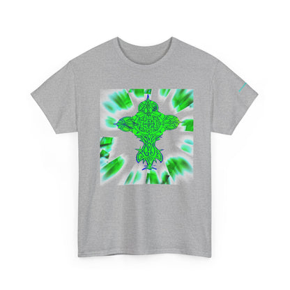 Celtic Green Cross T-Shirt — Vibrant Celtic Knotwork Tee