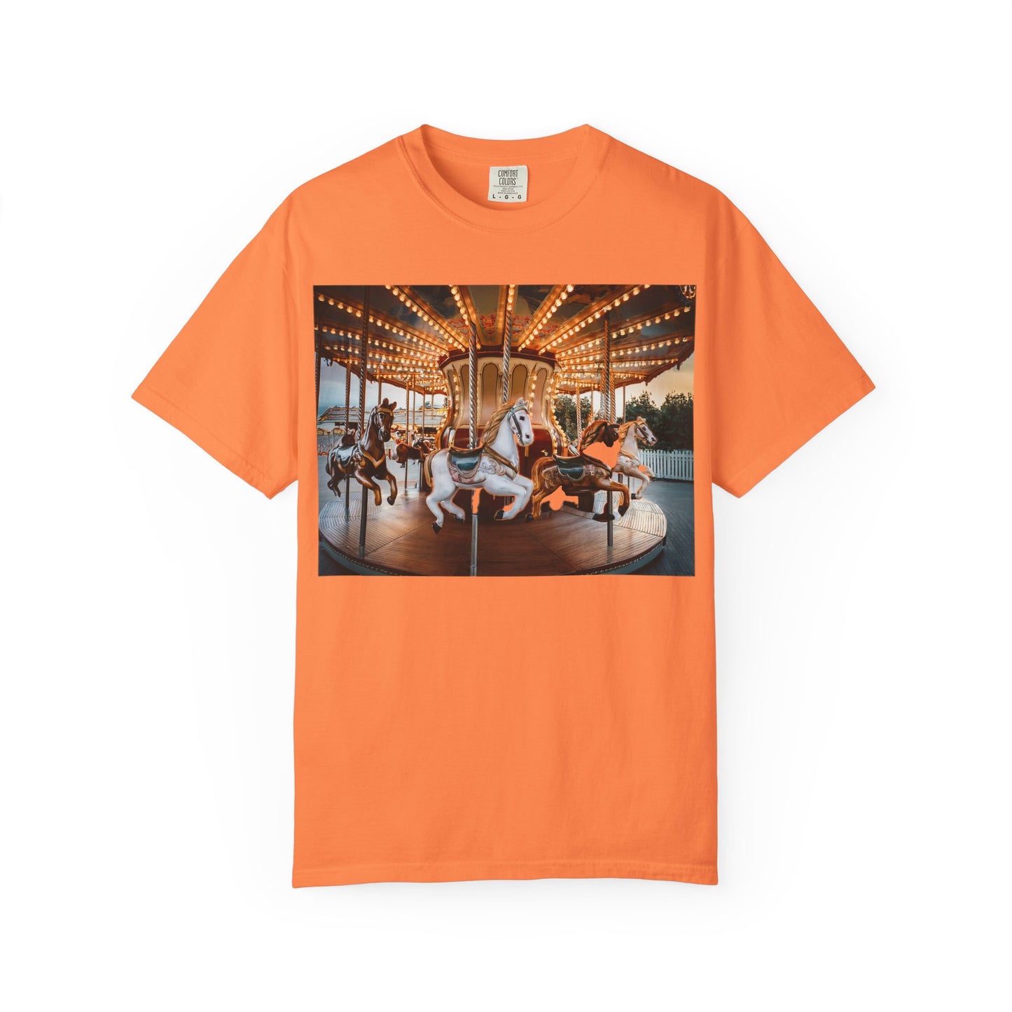 Vintage Full Carousel Horse Design Garment-Dyed T-shirt