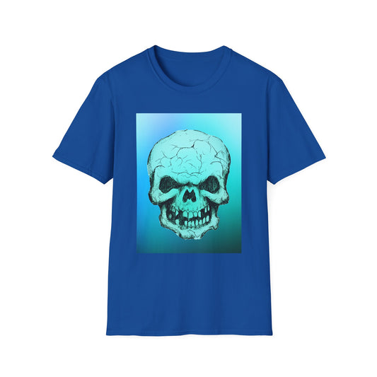 Skull Graphic  Bright Colored Unisex Softstyle T-Shirt, Edgy Tee, Casual Wear, Festival Apparel, Gift for Horror Fans, Halloween Clothing