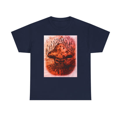 Mushroom Flame T‑Shirt — Psychedelic Burning Mushroom Graphic Tee
