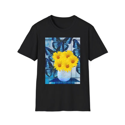Sunny Blooms Unisex Softstyle T-Shirt, Floral Graphic Tee, Gift for Her, Summer Vibes, Casual Wear, Nature Lover Gift