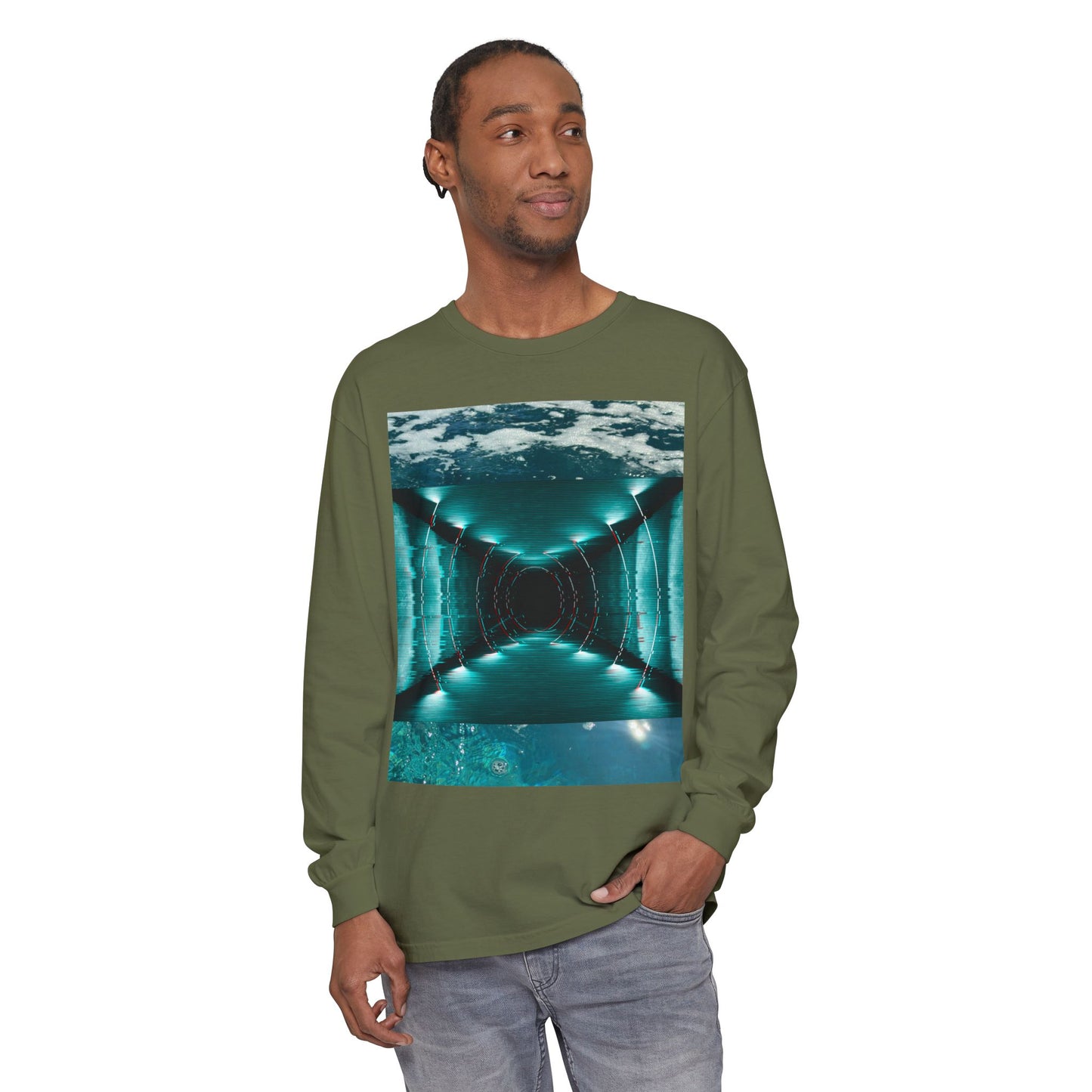 Abstract Fluid Unisex Garment-dyed Long Sleeve T-Shirt