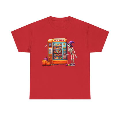 Halloween Skeleton Vending Machine Tee | Unisex Heavy Cotton T-Shirt, Spooky Shirt, Fall Fashion, Trick or Treat Top, Halloween Costume