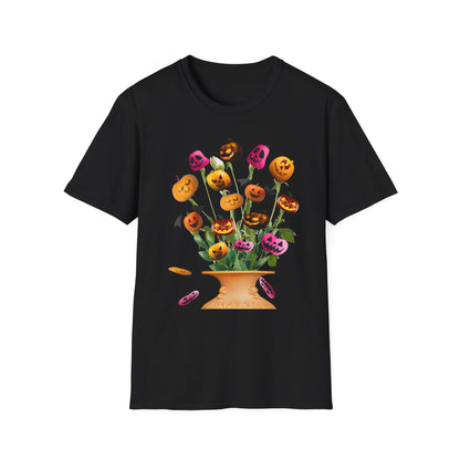 Halloween Pumpkin Bouquet T-Shirt, Cute Fall Tee, Unisex Graphic Shirt, Ideal for Halloween Parties, Seasonal Gift Idea