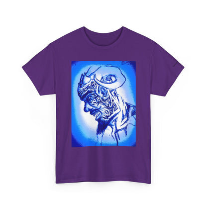 Blue Surreal Demon Horned Halo Portrait Tee