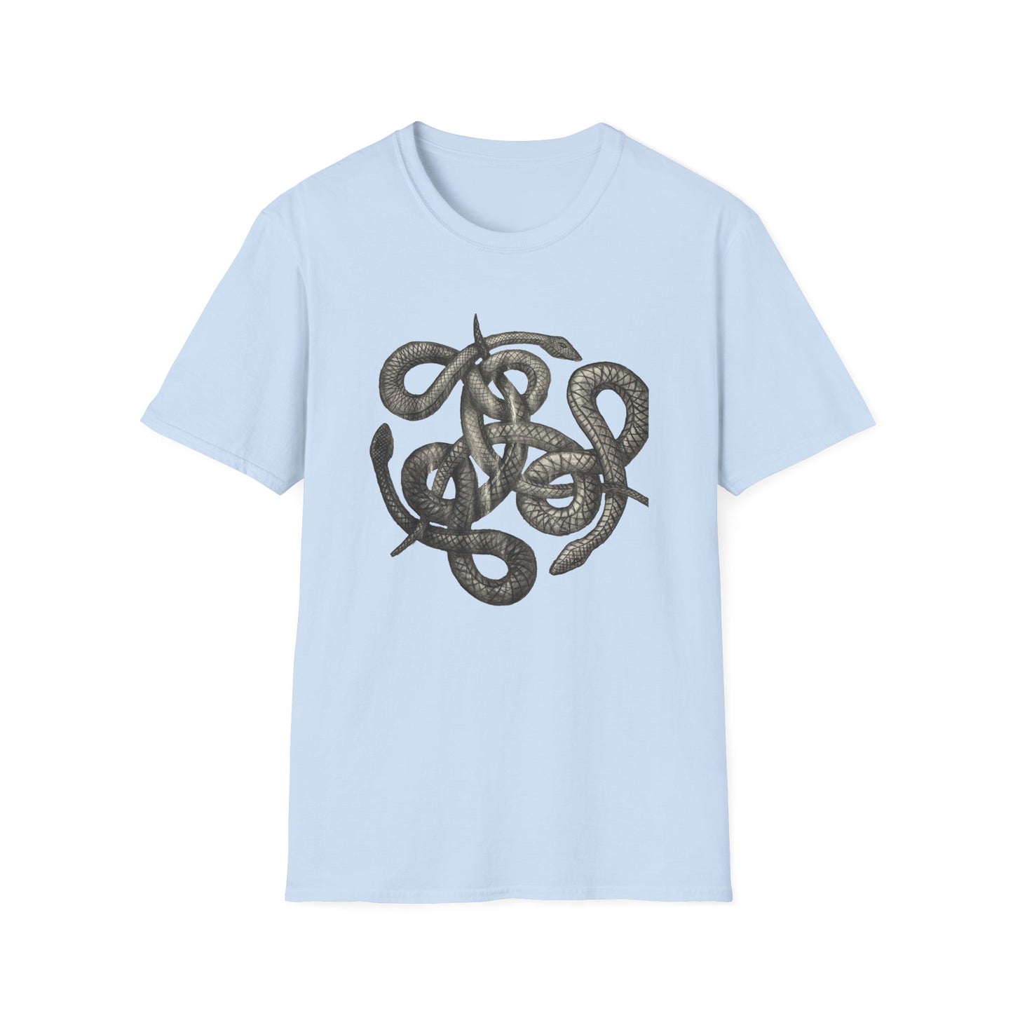 Serpent Design T-Shirt - Unisex Softstyle Apparel for Nature Lovers, Graphic Tee, Casual Wear, Gift for Her/Him, Birthday