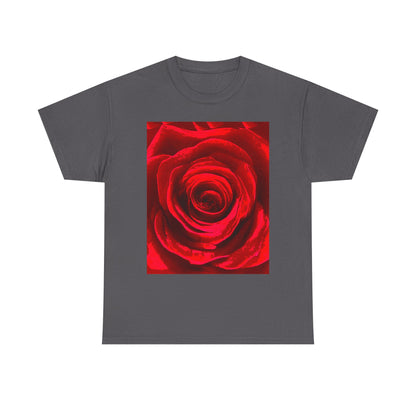 Romantic Rose Unisex Heavy Cotton Tee, Gift for Valentine's Day, Floral Shirt, Casual Wear, Love, Nature Lover Tee