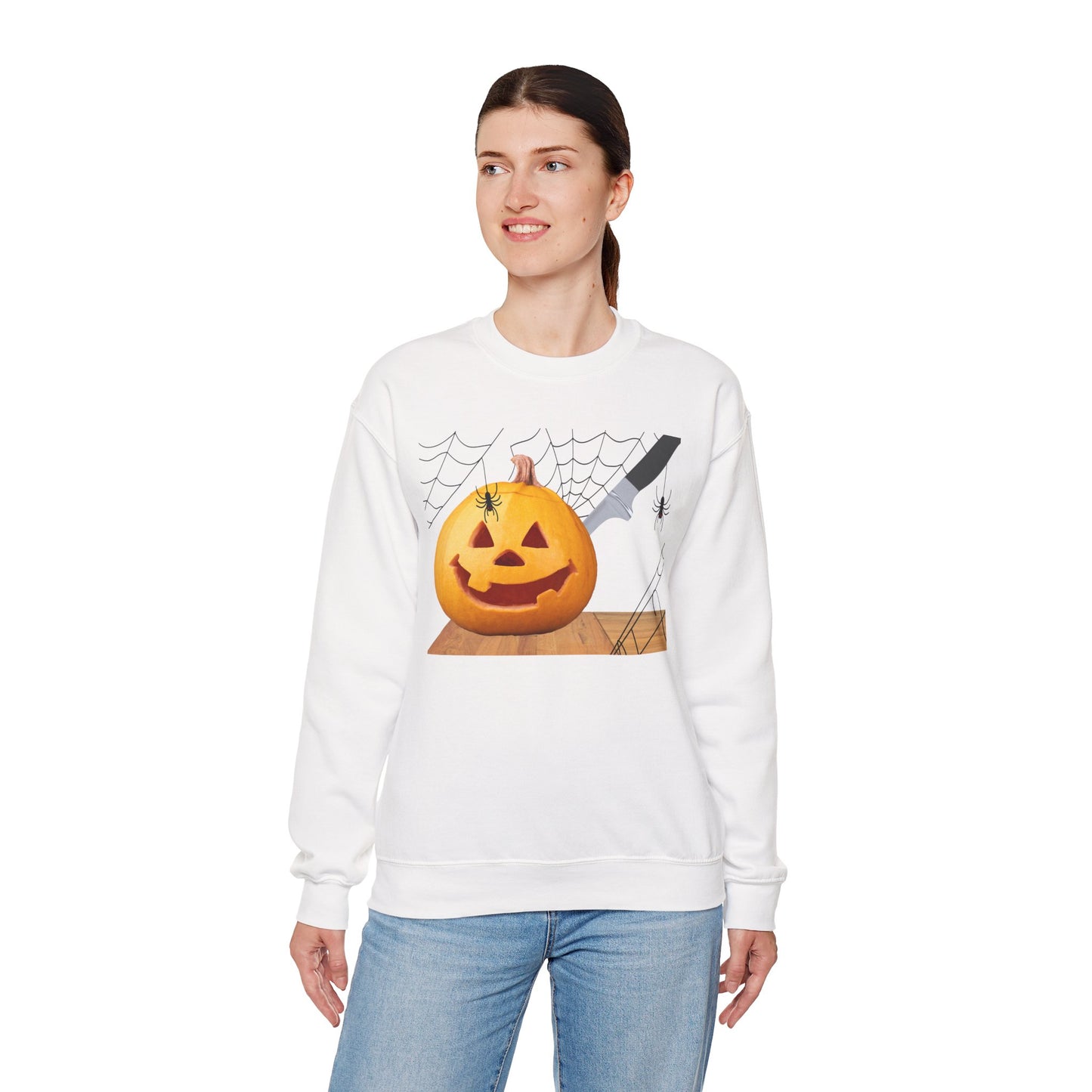 Halloween Horror Smiling Pumpkin Face Sweatshirt