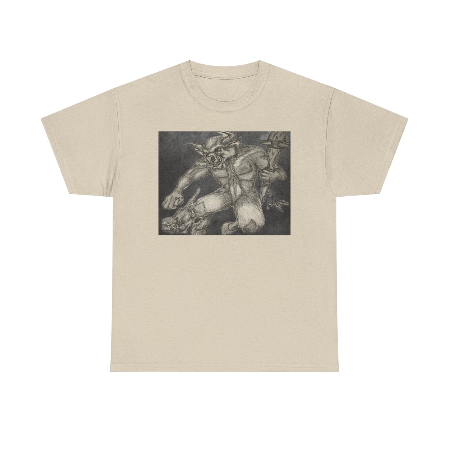 Bull Warrior With Kitten B & W design Unisex Tee