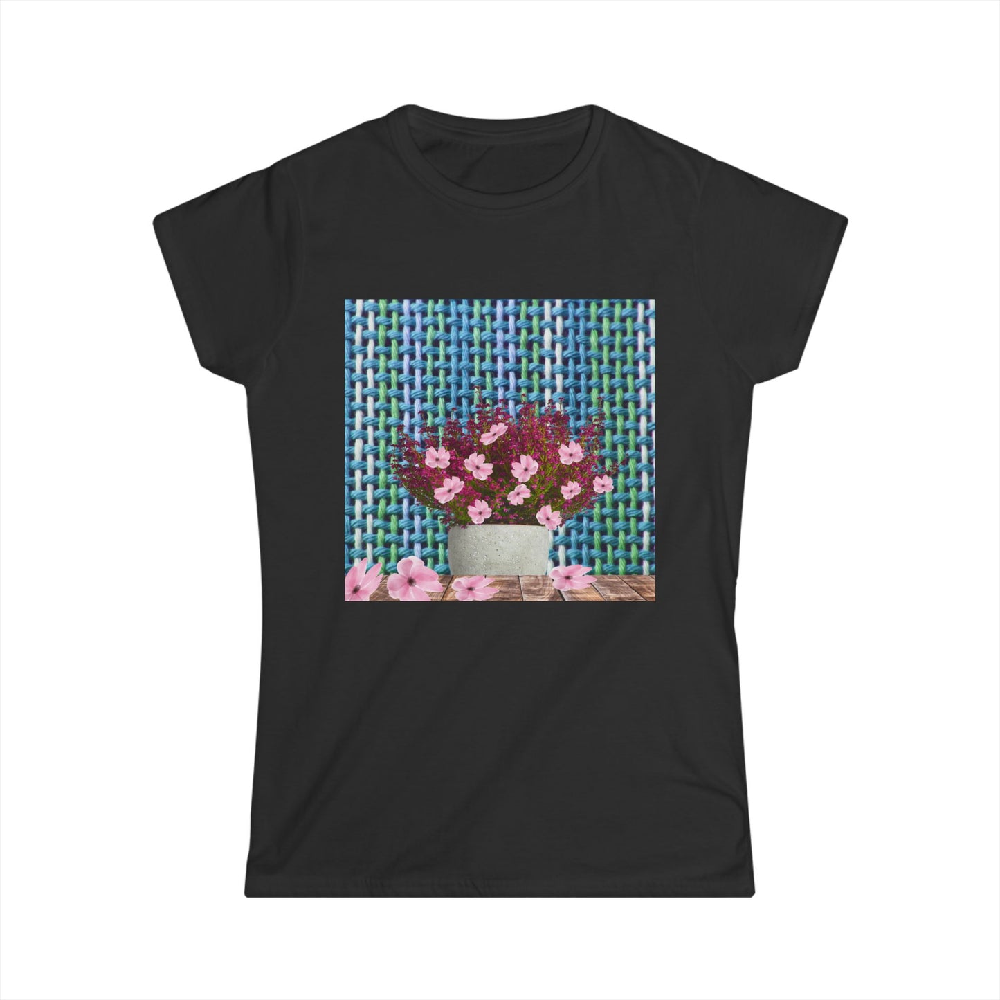 Peonies Tweed Bouquet Softstyle Tee for Women, Floral T-Shirt, Casual Wear, Gift for Her, Spring Outfit, Everyday Style