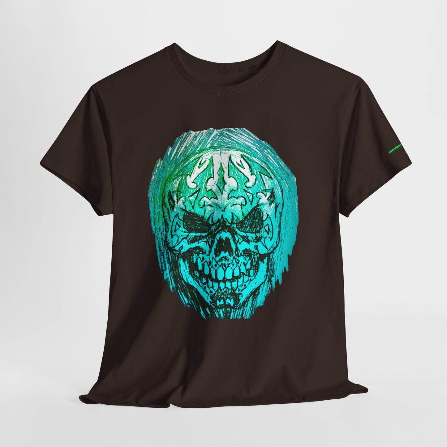 Vibrant Green Skull Graphic Tee - Unisex Heavy Cotton