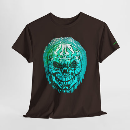 Vibrant Green Skull Graphic Tee - Unisex Heavy Cotton