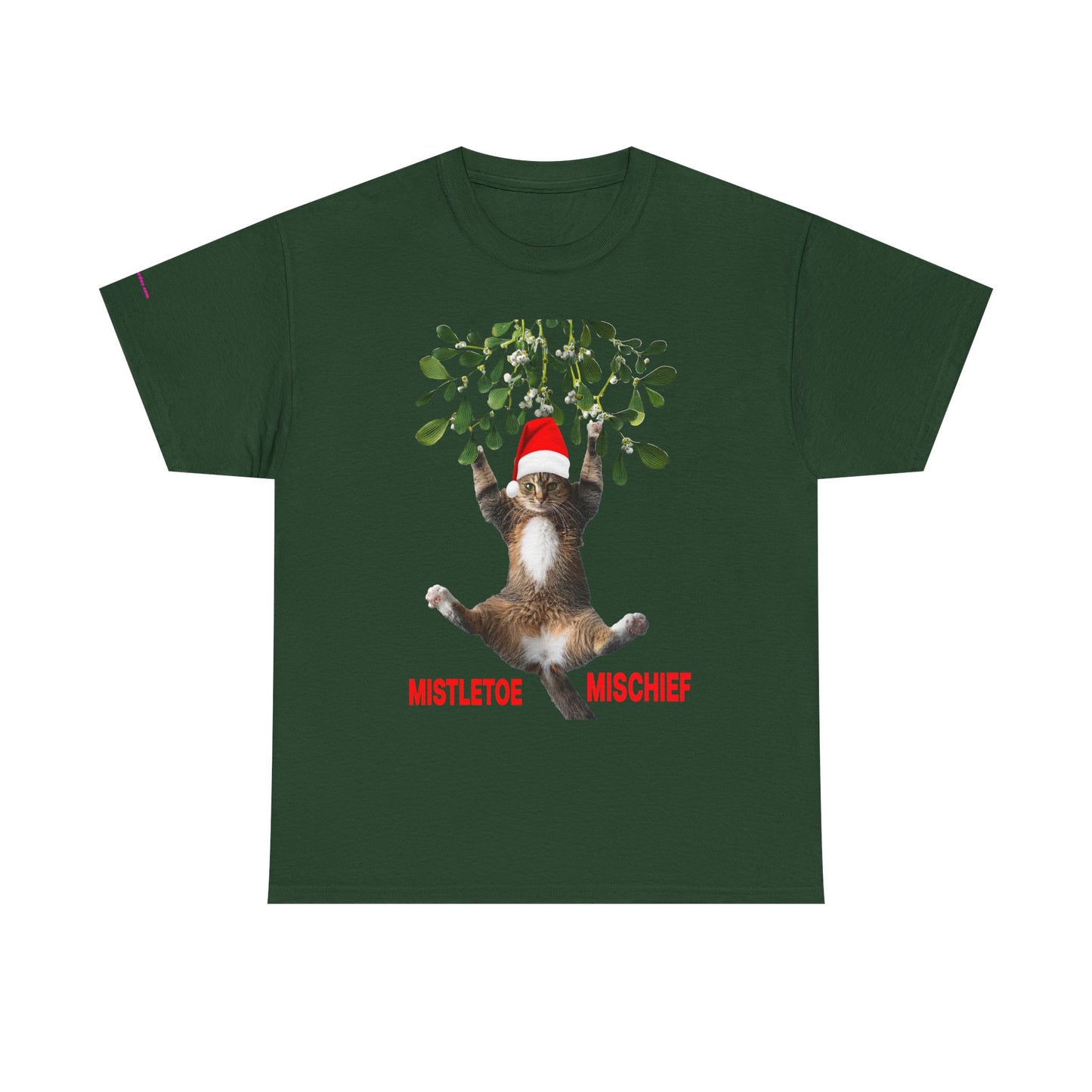 Christmas Cat & Mistletoe Tee — "Mistletoe Mischief" Holiday T-Shirt