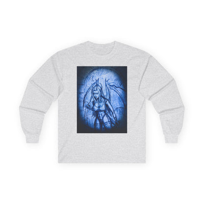 Gothic Demon Art Long Sleeve Tee — Blue Gothic Illustration