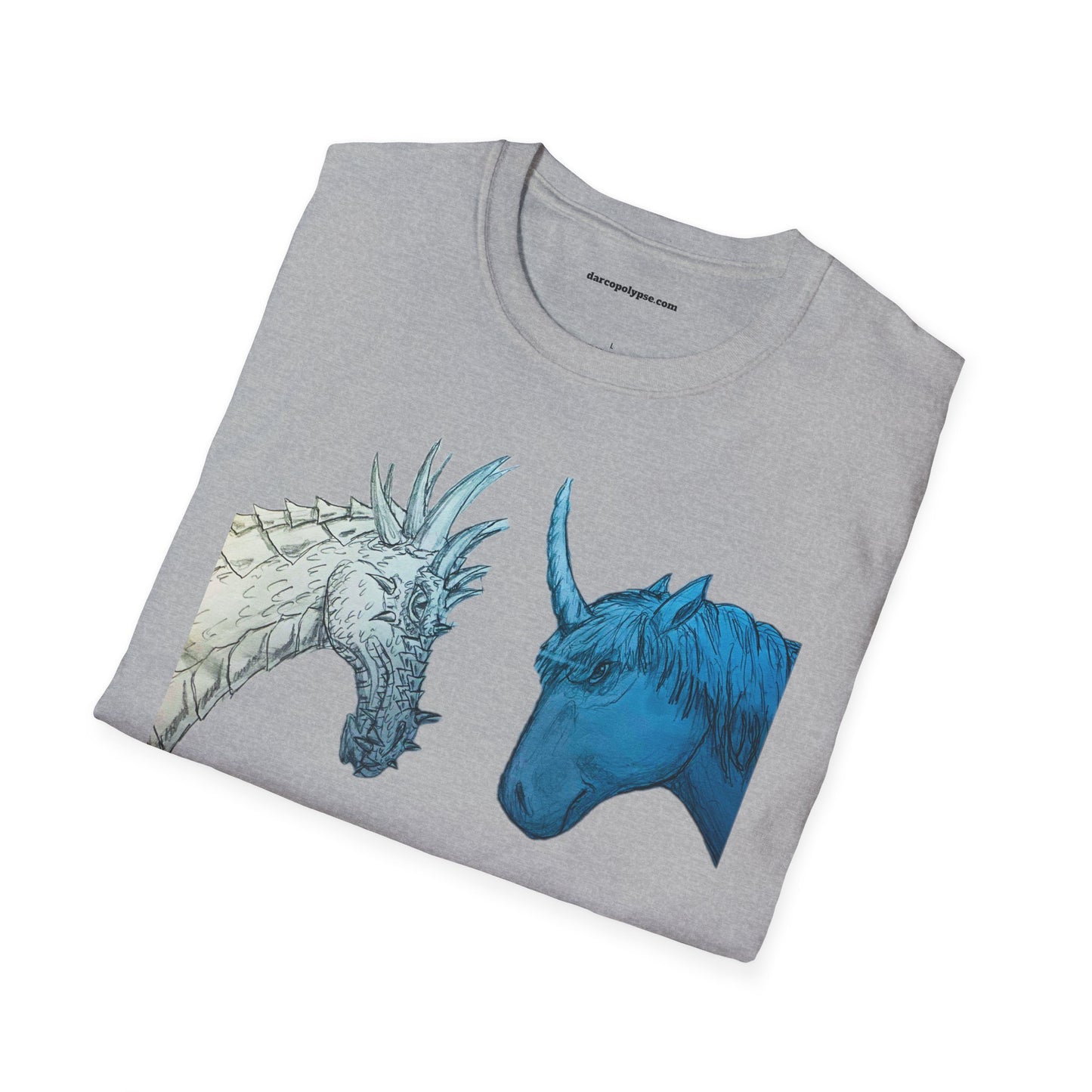 Fantasy Creatures Unisex T-Shirt - Unicorn vs Dragon Design