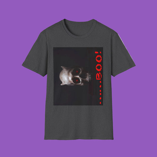 Spooky Skull BOO Halloween Tee, Unisex Softstyle T-Shirt